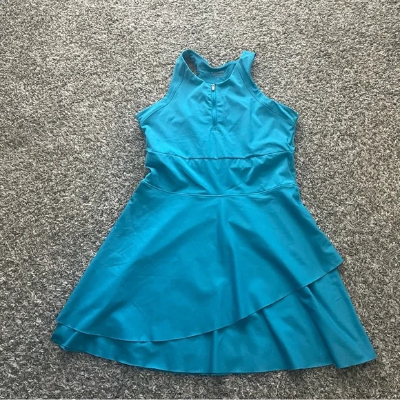 Athleta Turquoise Cutout Racerback Dress - Picture 1 of 4
